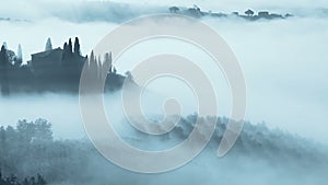 Thick Fog in Tuscany. Fast Motion
