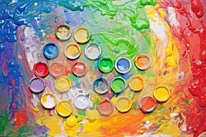 thick globs of rainbow oil paint