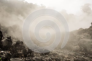 Thick Hot Steam From Inactive Volcano