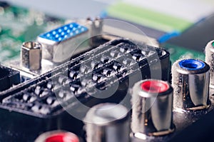 A thick layer of dust covers the internal electronic components of the computer