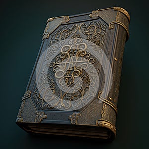 Thick Magic Book, Ancient Bible, Closed Medieval Book Imitation, Abstract Generative AI Illustration