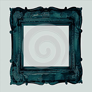 Thick photo frame dark blue square classical gothic texture shine