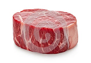 Raw beef filet mignon steak isolated on white background