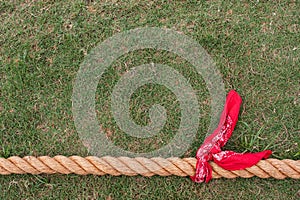 Thick Rope With Bandana Ready For Tug Of War Game