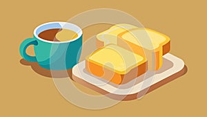 Thick slices of buttered toast alongside a cup of creamy aromatic caf de olla.. Vector illustration. photo