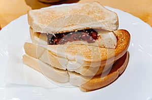 Thick slices of Ogura toast local breakfast of Nagoya - Japan