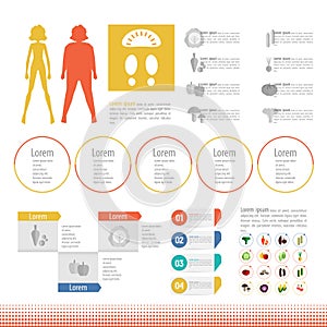 Thick slim body set icon info graphic