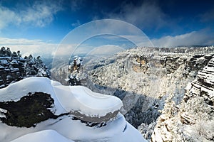 Thick snow covered mountain top