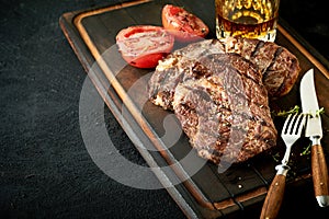 Thick tender grilled rump or sirloin beef steak photo