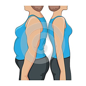 Thick and thin overweight problem concept.