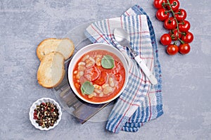 Thick tomato soup with beans