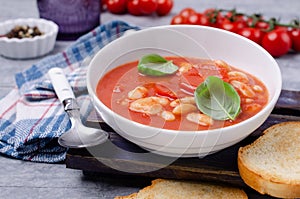 Thick tomato soup with beans