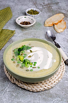 Thick vegetable cream soup with white sauce