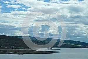 Thick white clouds over the Beauly Firth in the Highlands of Scotland