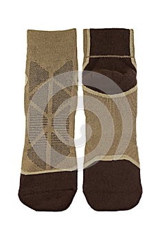 Thick wicking socks in brown color. Comfortable hiking soft sock