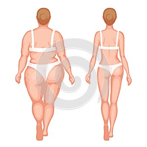 Thick woman and slender woman