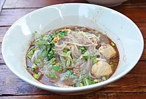 Thicken soup fine cut white rice noodle in thailand