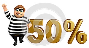 Thief with 50% sign