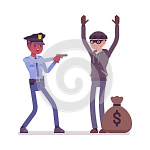 Thief arrest by a policeman