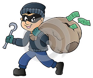 Thief with bag of money theme 1