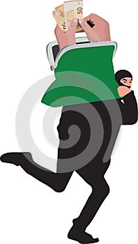 thief in black who escapes with the stolen goods-