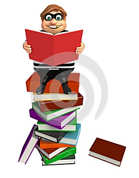 Thief with Book stack & book
