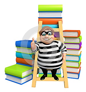 Thief with Book stack & ladder