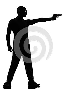 Thief criminal terrorist aiming gun man