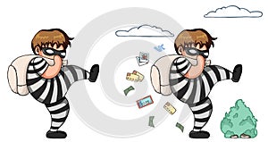 A Thief Escape Cute Cartoon.