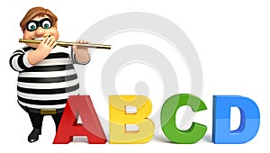 Thief with Flute & ABCD sign