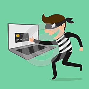 Thief Hacker steal your data credit card and money photo