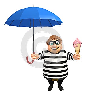 Thief with Ice cream & Umbrella