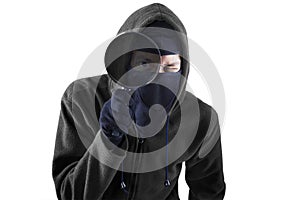 Thief with magnifying isolated