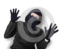 Thief with mask caught and surrender photo