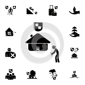 the thief picks up the keys to the house icon. Detailed set of insurance icons. Premium quality graphic design sign. One of the co