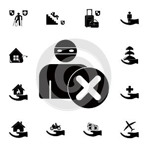 thief and shield of protection icon. Detailed set of insurance icons. Premium quality graphic design sign. One of the collection i