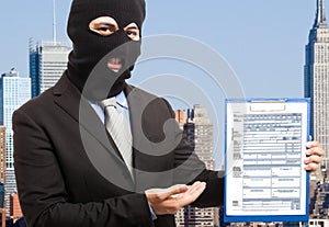 Thief showing a document