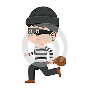 Thief  stealing with bag of money concept