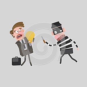 A thief stealing a business Â´s man good idea. 3D