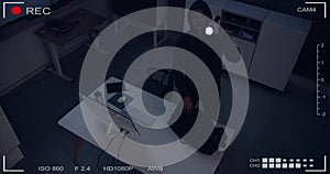 Thief Stealing Computer From Office