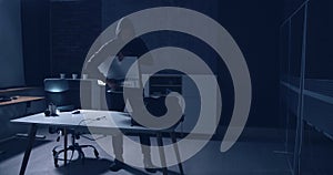 Thief Stealing Computer From Office