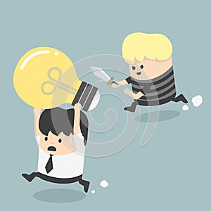 Thief stealing idea Businessman