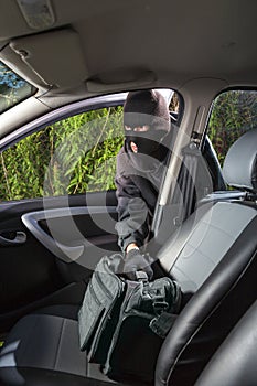 Thief steals bag from the car