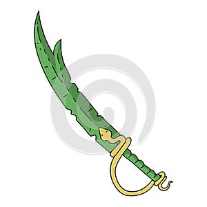 Thief Sword with Snake isolated on white background. Rogue Weapon. Vector Illustration for Your Design.