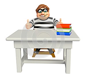 Thief with Table & chair,book stack