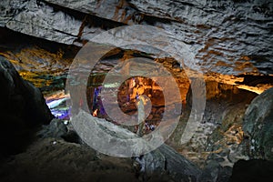 Thien Cung Cave Heavenly Palace Cave yellow pattern