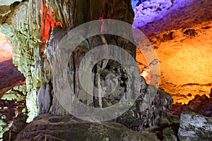 Thien Cung Cave Heavenly Palace Cave yellow pattern