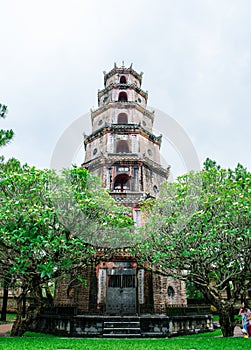 Thien Mu pagoda with Perfume River (Song Huong) in Hue, Vietnam