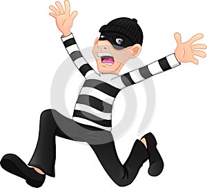 Thieves ran away isolated on white background