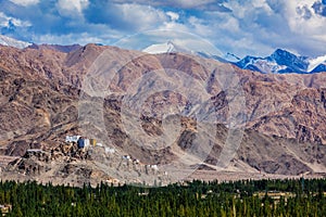 Thiksey gompa Buddhist monastery in Himalayas.